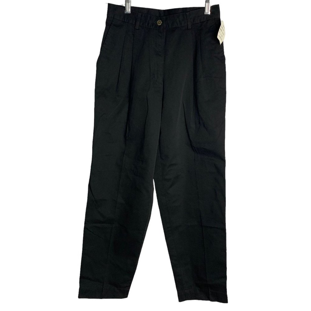 Vintage LL Bean Pleated Front Pants 6P Black Pockets Button Zip Deadstock - Picture 1 of 6